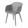 Muuto FIBER ARMCHAIR WOOD BASE Krzesło - Szare /Drewniana Rama